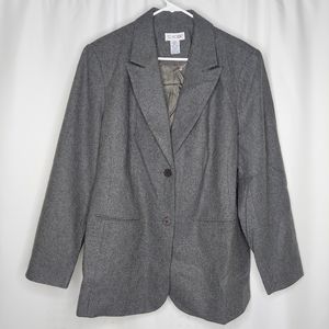 JG Hook Blazer Gray Two-Button Wool Blend Vneck Pocket Collar Lined Jacket 20W